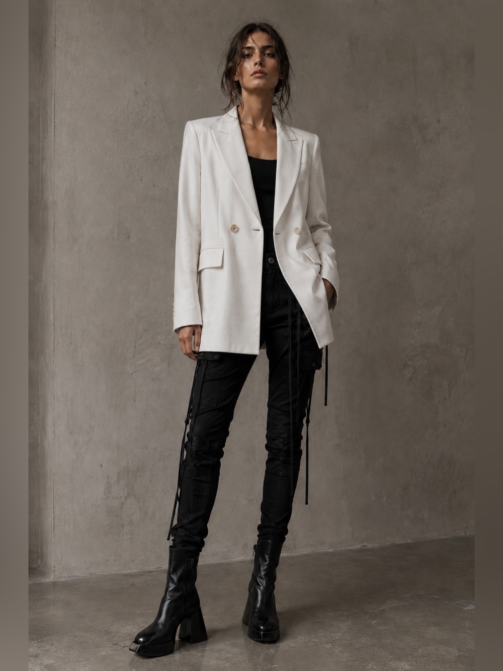 NWT Bully 100% Lambskin Leather Blazer Jacket Size 8 Luxury Italian Minimalist